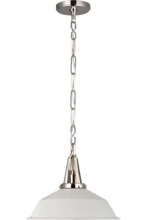 Chapman & Myers Layton LED 14 inch Polished Nickel Pendant Ceiling Light in Matte White Grab Now