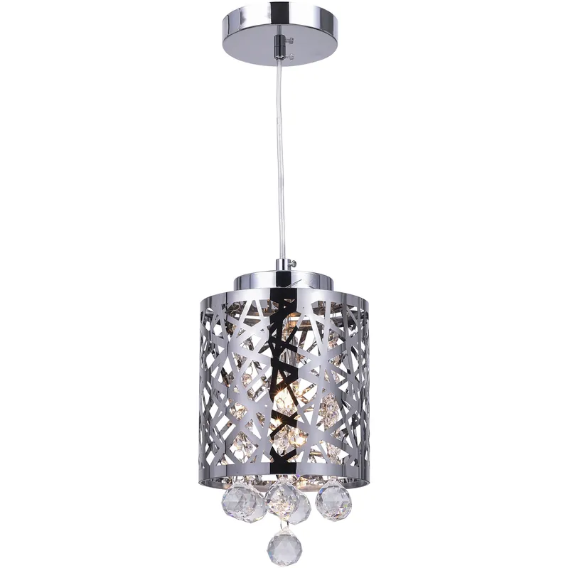 Eternity 1 Light 6 inch Chrome Drum Shade Mini Pendant Ceiling Light Weekend Sale