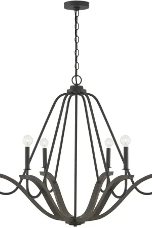 Clive 6 Light 36 inch Carbon Grey and Black Iron Chandelier Ceiling Light Trending