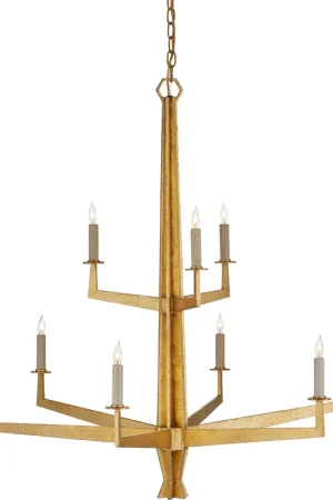 Authentic Goldfinch 9 Light 36 inch Washed Lucerne Gold Chandelier Ceiling Light, Large