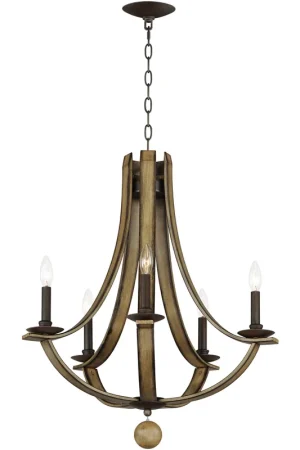 Basque 5 Light 26 inch Driftwood and Anthracite Chandelier Ceiling Light Factory Price