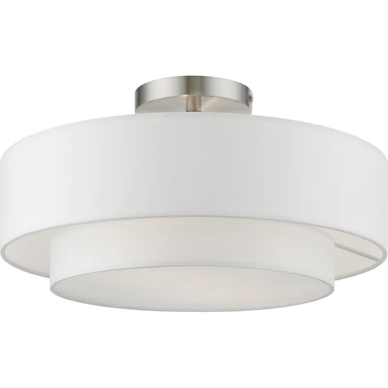 Meridian 2 Light 15 inch Brushed Nickel Semi-Flush Ceiling Light Special Discount