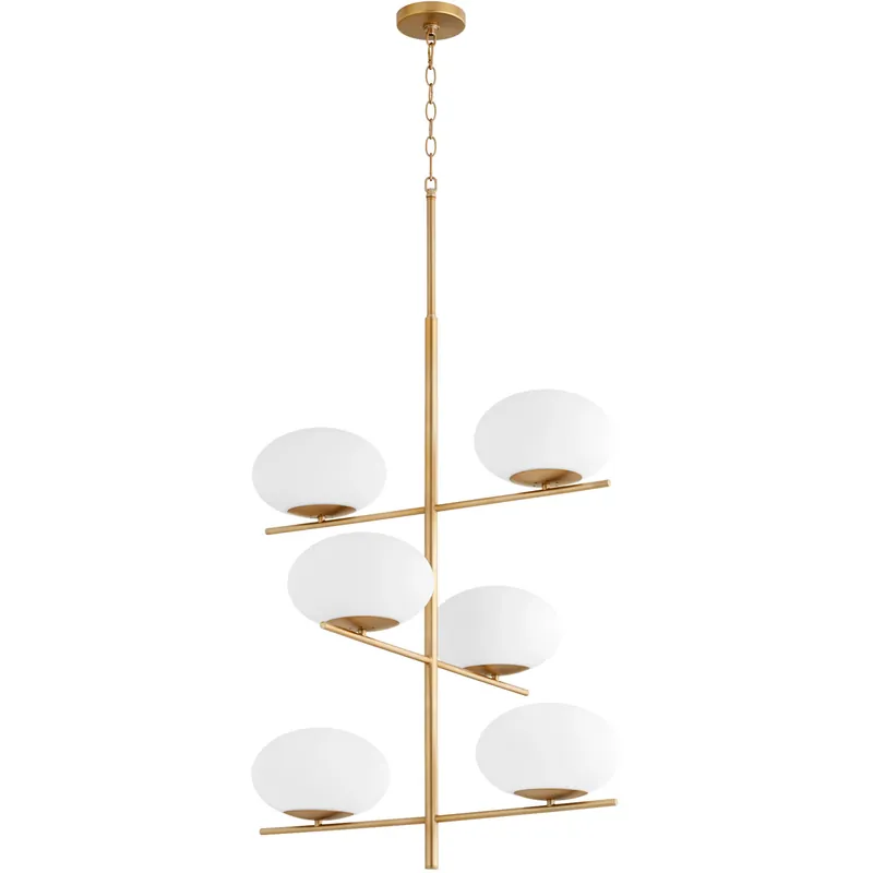 Pod 6 Light 26 inch Aged Brass Chandelier Ceiling Light, Large Instant Buy