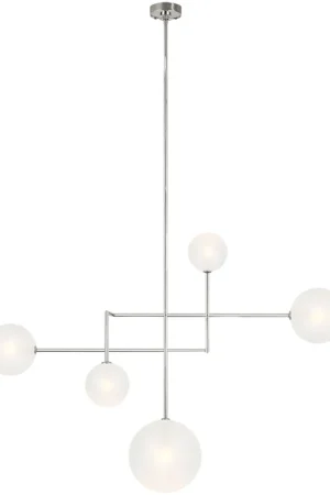 AERIN Linnea LED 56.5 inch Polished Nickel Chandelier Ceiling Light Professional Grade