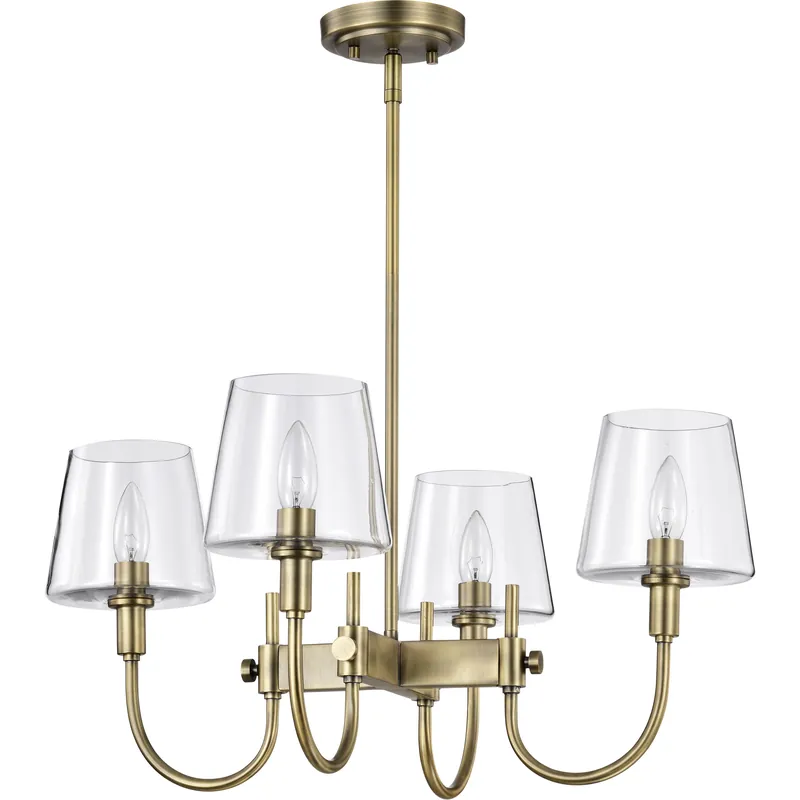 Popular Brookside 4 Light 24 inch Vintage Brass Chandelier Ceiling Light