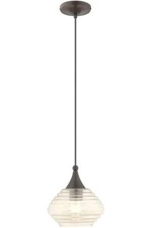 Art Glass 1 Light 8 inch English Bronze Mini Pendant Ceiling Light Don’t Miss Out