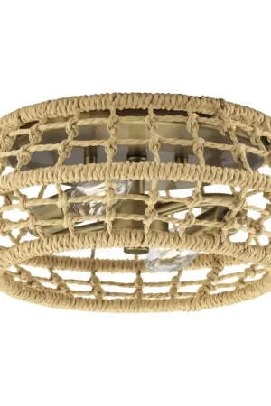 Brand New Laila 2 Light 12.25 inch Vintage Brass Flushmount Ceiling Light, Design Series