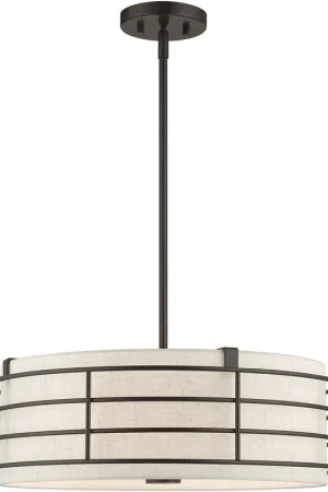 Buy Today Blanchard 4 Light 20 inch English Bronze Pendant Chandelier Ceiling Light