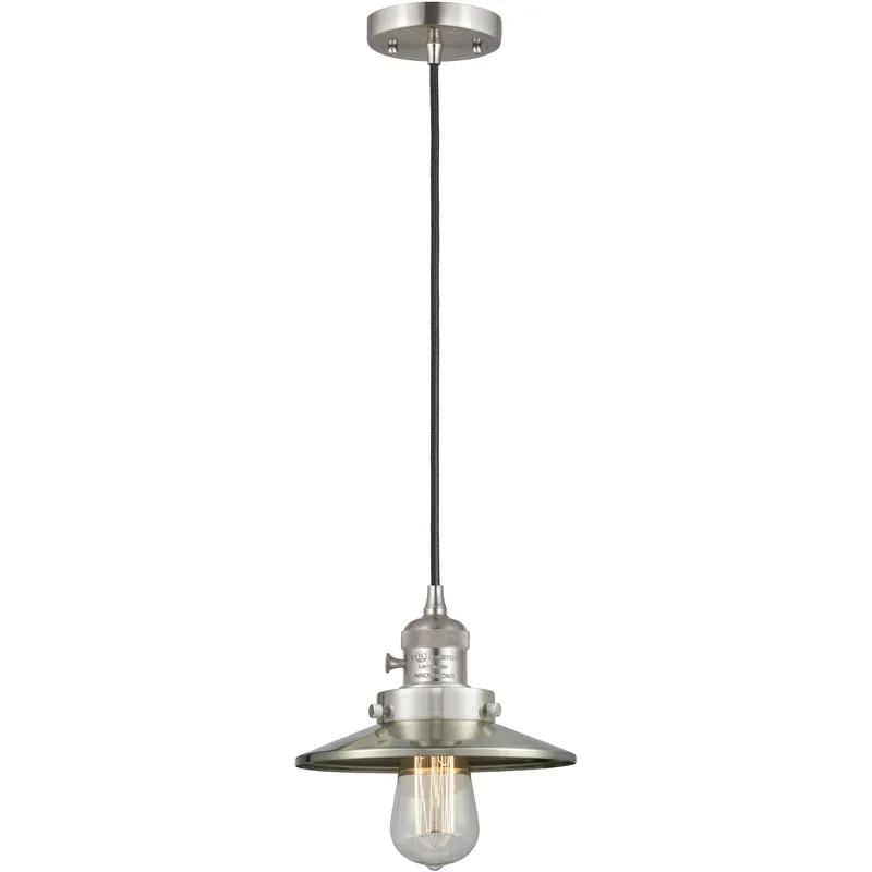 Franklin Restoration Railroad 1 Light 8 inch Brushed Satin Nickel Mini Pendant Ceiling Light in Incandescent Price Drop