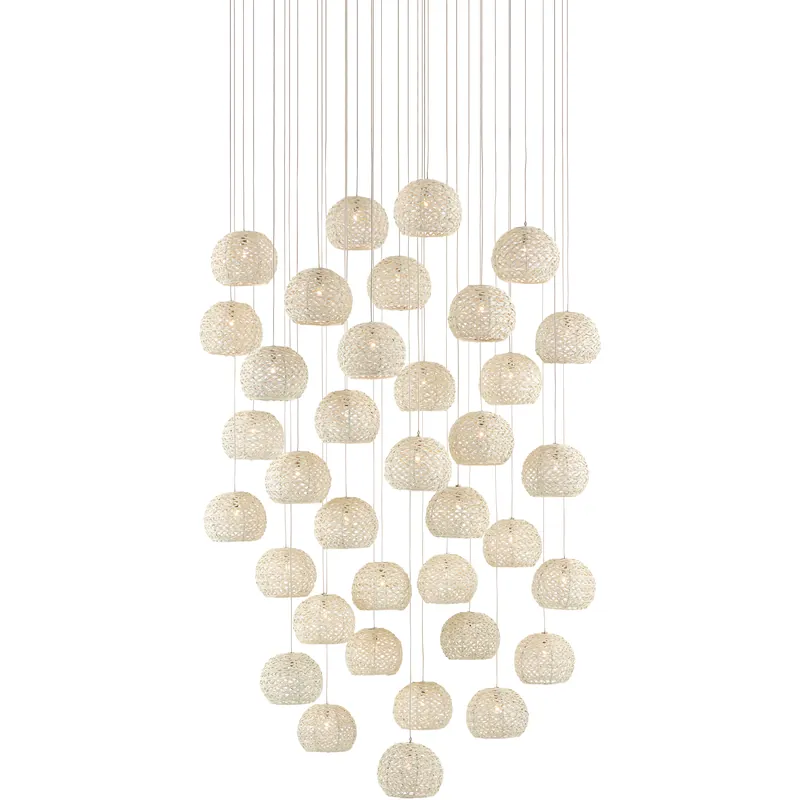 Hassle-Free Returns Piero 36 Light 37 inch White/Painted Silver Multi-Drop Pendant Ceiling Light