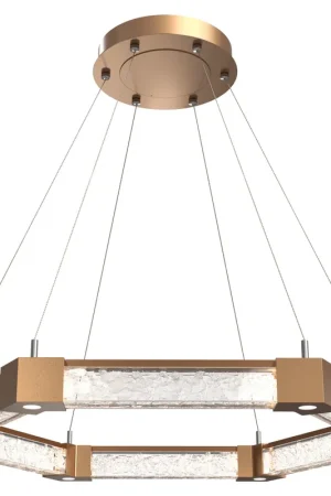 Axis LED 34.6 inch Novel Brass Chandelier Ceiling Light in 3000K LED, Hexagonal Ring Free Delivery