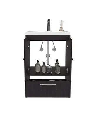 Crafted Bathroom Vanity with Two Doors, Madison Black MDF