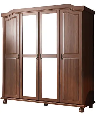 Place Order 100% Solid Wood Kyle 4-Door Wardrobe with Mirrored Doors