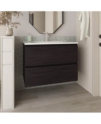 Shop Now Depew Bathroom Vanity, 2 Drawers, White