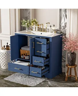 36" Bathroom Vanity with Ceramic Sink & Soft Close Doors/Drawers Trending