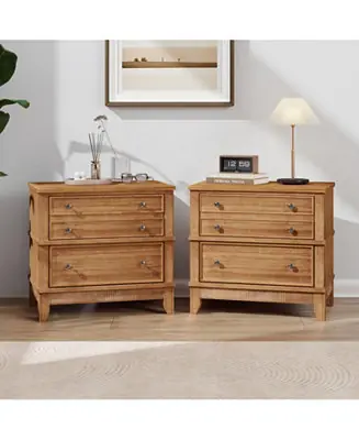 Hazel 3-Drawer Hazel 3-Drawer Side Table for Living Room, Hallway, Entryway, Set of Two Reduced Price