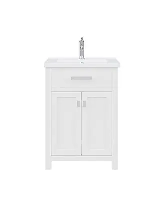 Factory Price Myra Collection 24 in. Bathroom Vanity in Pure White with Ceramics Vanity Top in White - Vanity Only