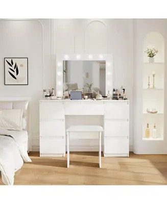 Streamdale Large White Vanity Tables with Mirror and Light Affordable