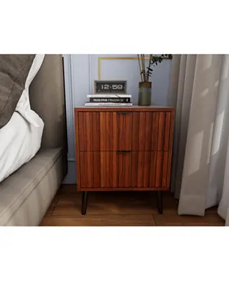 Worldwide Shipping Wooden Nightstand with 2 Drawers