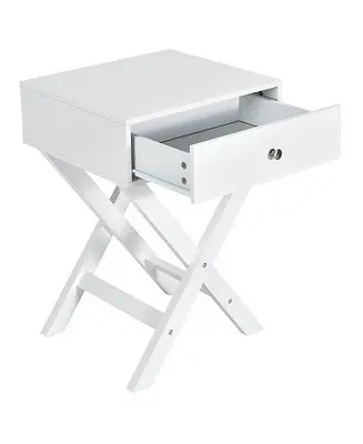Modern X-Shaped Nightstand with Drawer for Living Room Bedroom Place Order