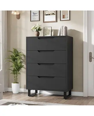 Exclusive Offer 4 Dresser for Bedroom, 41inch Tall Dresser, Freestanding Vertical Drawer Cabinet with Storage, Wooden Closet Storage Chest for Living Room