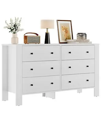 Buy Direct 6-Drawer Wood Modern Wide Storage Dresser