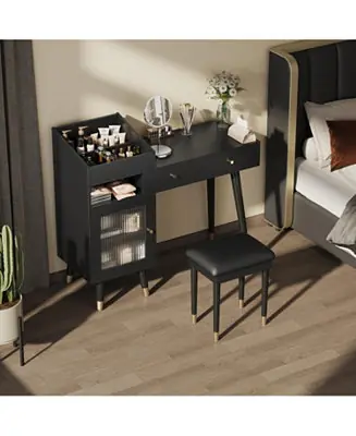 Vanity Desk with Drawers Cabinet & Charging Port Same Day Shipping