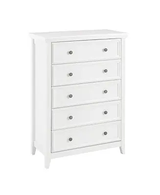 Must Have Modern 5-Drawer Dresser – White Cabinet with 5 Drawers, Ideal for Living Room or Farmhouse Closet Storage