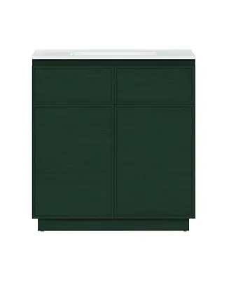 Original St. Tropez 36" Freestanding Bathroom Vanity in Green Oak with Sink Top