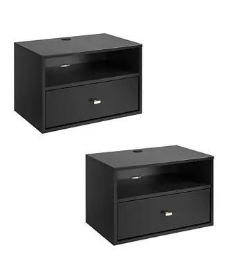 2 Piece Floating Nightstand with Open Shelf Set Today Only