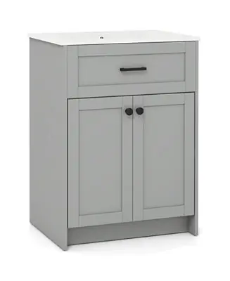 Limited Edition Bathroom Vanity Unit with Basin and Double Doors for Compact Storage