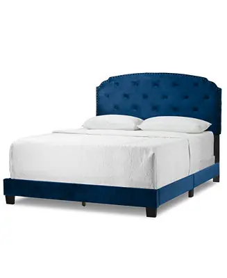 51.75" Arin Fabric, Rubberwood Queen Bed Original