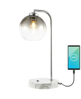 Don’t Miss Out Ada 20" Industrial Contemporary Iron, Glass LED Task Lamp with USB Charging Port