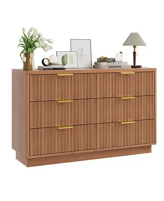 Today Only 47 in Modern 6 Drawer Dresser Wood Chest of Drawers Storage Cabinet