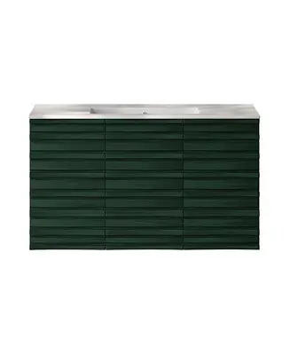 36 "Wall-Mounted Bathroom Vanity in Green Oak with 3-Hole Widespread Sink Top Best Price