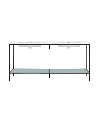 Bargain 72 Double Stainless Steel Metal Frame Freestanding, Open Shelf, Bathroom Vanity