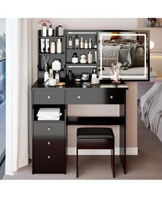 + 37" + Wood/Glass (assuming typical vanity materials) + LED Mirror + Vanity Table with Stool Bargain