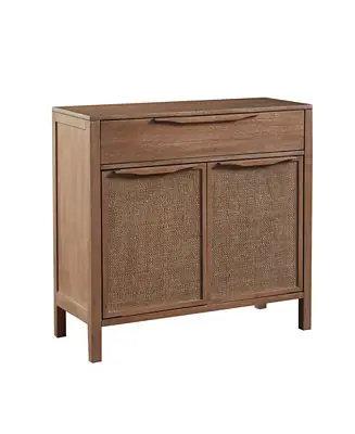 Worldwide Shipping Palisades 36"W Coastal 1 Drawer and 2 Door Storage Accent Chest with Cane Webbing Detailing