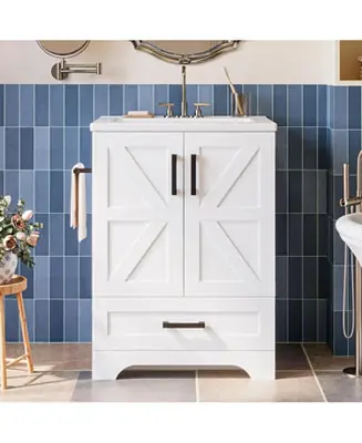 Bathroom Vanity with Sink, 24 Inch Farmhouse Bathroom Sink Cabinet Best Seller