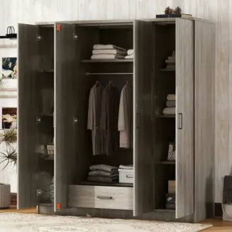 Best Choice Streamdale 4-Door Wardrobe with 1 Drawer, Gray