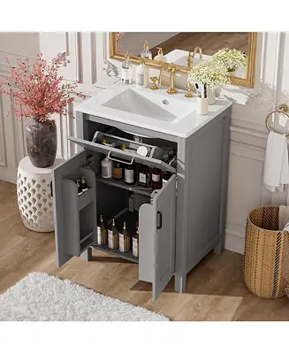Trending Solid Wood Bathroom Vanity Base Cabinet with Drawer