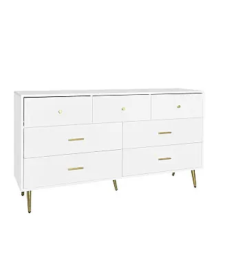 Modern Chest of Drawers – 7-Drawer Dresser with Golden Handles & Legs, Stylish Storage for Bedroom Buy Today