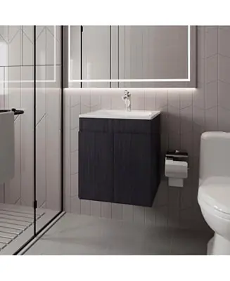 Shoshoni Bathroom Vanity with two Doors, Wengue Top Rated