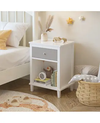 Wooden Nightstand - Gray/Silver Handle Brand New