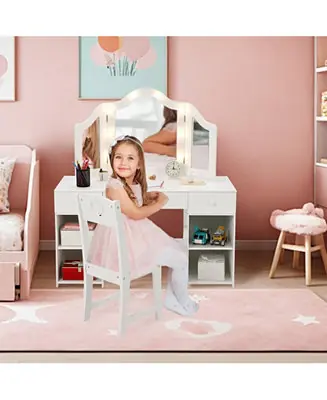 1 PCMDF material Kids Princess Makeup Desk & Chair Set Withtouch Light Vanity Table, Editor’s Pick