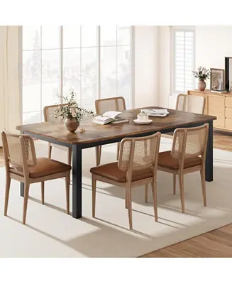1-Piece MDF & Metal Frame 78.7-Inch Rectangular Table with Chamfered Design Industrial Dining Table Shop Now
