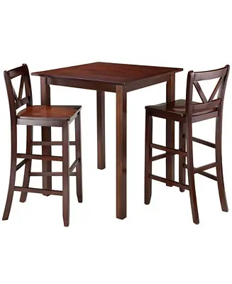 Worldwide Shipping Parkland 3-Piece High Table with 2 Bar V-Back Stools