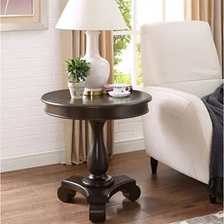 Worldwide Shipping Round Wood Pedestal Side Table