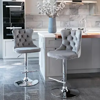 (Set of 2) Velvet Swivel Bar Stools Professional Grade