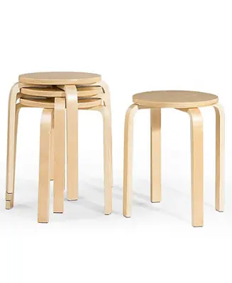 18 Inch Stackable Bentwood Dining Chairs with Round Top - Set of 4 Super Sale